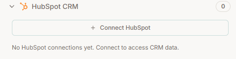 HubSpot connect button and authorized state.